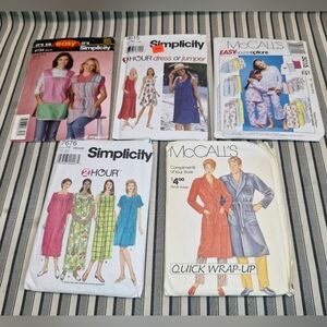 Vintage Sewing Pattern Lot Simplicity McCalls Dresses Pajamas Robe